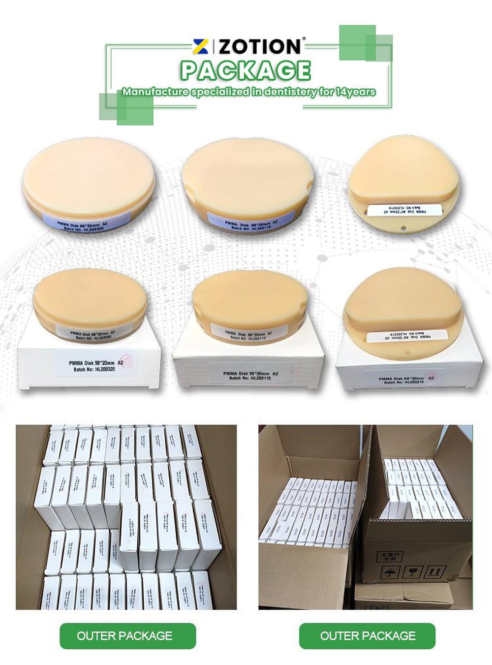 Dental Material Flexible resin dental PMMA Block package Dental Material Flexible resin dental PMMA Block package