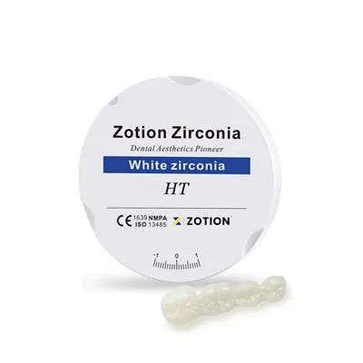 Disco de circonio dental blanco de alta translucidez