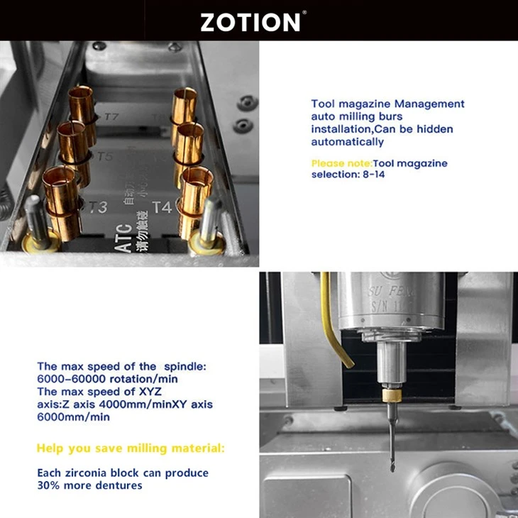 5 axis cad cam milling machine for dental lab zirconia block
